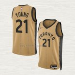 Camiseta Thaddeus Young NO 21 Toronto Raptors Ciudad 2023-24 Oro