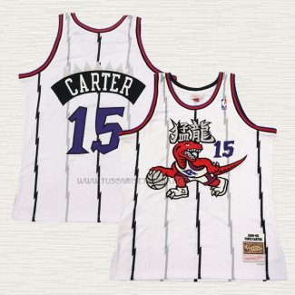 Camiseta Vince Carter NO 15 Toronto Raptors Mitchell & Ness 1998-99 Blanco2