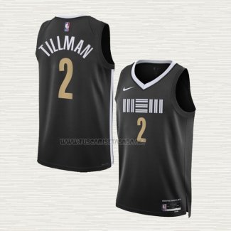 Camiseta Xavier Tillman NO 2 Memphis Grizzlies Ciudad 2023-24 Negro