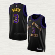 Camiseta Anthony Davis NO 3 Los Angeles Lakers Ciudad 2023-24 Negro