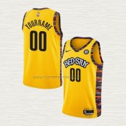 Camiseta Brooklyn Nets Personalizada Ciudad 2020-21 Amarillo