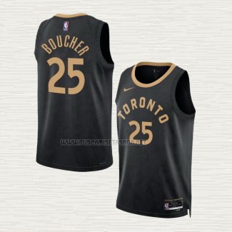 Camiseta Chris Boucher NO 25 Toronto Raptors Ciudad 2022-23 Negro