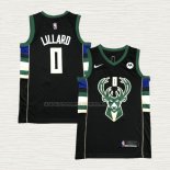 Camiseta Damian Lillard NO 0 Milwaukee Bucks Statement 2018-19 Negro