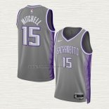 Camiseta Davion Mitchell NO 15 Sacramento Kings Ciudad 2022-23 Gris