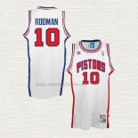 Camiseta Dennis Rodman NO 10 Detroit Pistons Retro Blanco