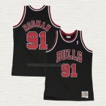 Camiseta Dennis Rodman NO 91 Chicago Bulls Hardwood Classics Throwback Negro