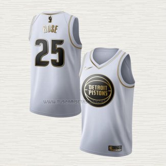 Camiseta Derrick Rose NO 25 Detroit Pistons Golden Edition Blanco