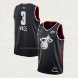 Camiseta Dwyane Wade NO 3 Miami Heat All Star 2019 Negro