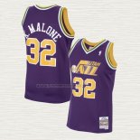 Camiseta Karl Malone NO 32 Utah Jazz Mitchell & Ness 1991-92 Violeta