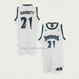 Camiseta Kevin Garnett NO 21 Minnesota Timberwolves Retro Blanco