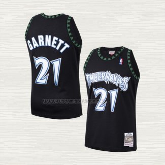 Camiseta Kevin Garnett NO 21 Nino Minnesota Timberwolves Hardwood Classics Throwback 1997-98 Negro