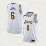 Camiseta LeBron James NO 6 Los Angeles Lakers Association 2022-23 Blanco