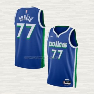 Camiseta Luka Doncic NO 77 Dallas Mavericks Ciudad 2022-23 Azul