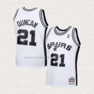 Camiseta Tim Duncan NO 21 Nino San Antonio Spurs Mitchell & Ness 1998-99 Blanco