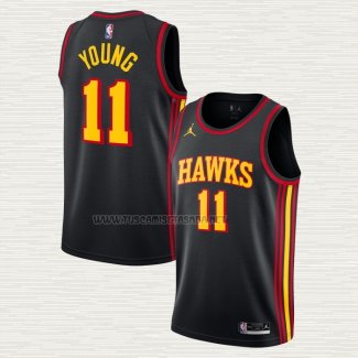 Camiseta Trae Young NO 11 Atlanta Hawks Statement 2020-21 Negro