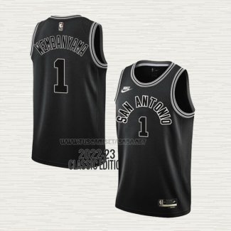 Camiseta Victor Wembanyama NO 1 San Antonio Spurs Classic 2022-23 Negro