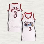 Camiseta Allen Iverson NO 3 Mujer Philadelphia 76ers Blanco