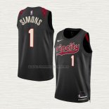 Camiseta Anfernee Simons NO 1 Portland Trail Blazers Ciudad 2023-24 Negro