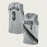 Camiseta CJ McCollum NO 3 Portland Trail Blazers Earned 2020-21 Gris