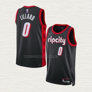 Camiseta Damian Lillard NO 0 Portland Trail Blazers Ciudad 2021-22 Negro