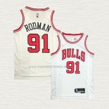 Camiseta Dennis Rodman NO 91 Chicago Bulls Association 2021 Blanco