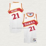 Camiseta Dominique Wilkins NO 21 Atlanta Hawks Retro Blanco