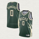 Camiseta Donte DiVincenzo NO 0 Milwaukee Bucks Earned 2020-21 Verde
