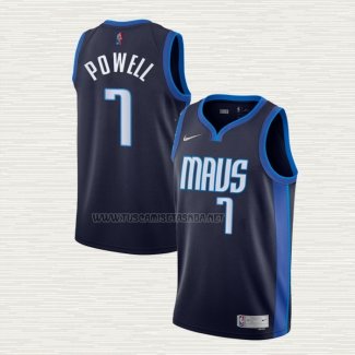 Camiseta Dwight Powell NO 7 Dallas Mavericks Earned 2020-21 Azul