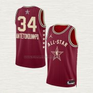 Camiseta Giannis Antetokounmpo NO 34 Milwaukee Bucks All Star 2024 Rojo