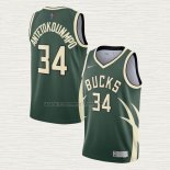 Camiseta Giannis Antetokounmpo NO 34 Milwaukee Bucks Earned 2020-21 Verde