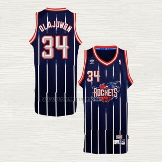 Camiseta Hakeem Olajuwon NO 34 Houston Rockets Retro Azul