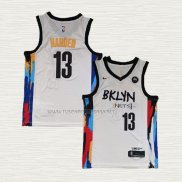 Camiseta James Harden NO 13 Brooklyn Nets Ciudad 2020-21 Blanco