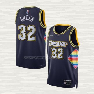 Camiseta Jeff Green NO 32 Denver Nuggets Ciudad 2021-22 Azul