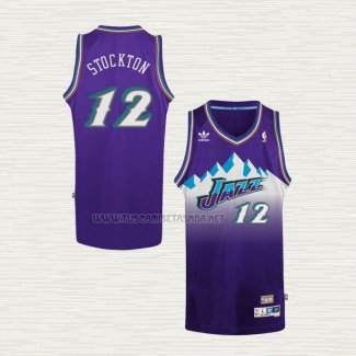 Camiseta John Stockton NO 12 Utah Jazz Retro Violeta