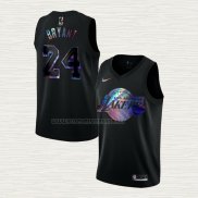 Camiseta Kobe Bryant NO 24 Los Angeles Lakers Iridescent Logo Negro