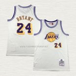 Camiseta Kobe Bryant NO 24 Los Angeles Lakers Mitchell & Ness Chainstitch Crema