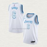Camiseta LeBron James NO 6 Los Angeles Lakers Ciudad 2021-22 Blanco