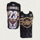 Camiseta Lebron James NO 23 Los Angeles Lakers Lion Negro