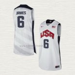 Camiseta Lebron James NO 6 USA 2012 Blanco