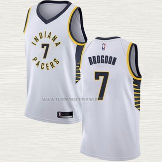 Camiseta Malcolm Brogdon NO 7 Indiana Pacers Association Blanco