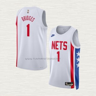 Camiseta Mikal Bridges NO 1 Brooklyn Nets Classic 2022-23 Blanco