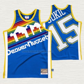 Camiseta Nikola Jokic NO 15 Denver Nuggets Mitchell & Ness Big Face Azul