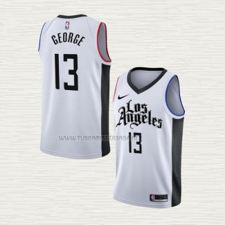 Camiseta Paul George NO 13 Los Angeles Clippers Ciudad 2019-20 Blanco