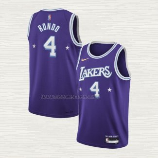 Camiseta Rajon Rondo NO 4 Los Angeles Lakers Ciudad Edition 2021-22 Violeta