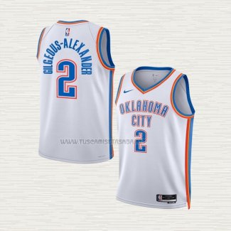 Camiseta Shai Gilgeous-Alexander NO 2 Nino Oklahoma City Thunder Association Blanco