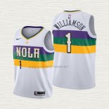 Camiseta Zion Williamson NO 1 Nino New Orleans Pelicans Ciudad 2019-20 Blanco