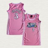 Camiseta Allen Iverson NO 3 Mujer Philadelphia 76ers Rosa