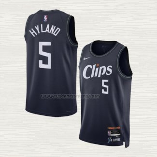 Camiseta Bones Hyland NO 5 Los Angeles Clippers Ciudad 2023-24 Azul