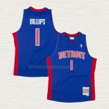 Camiseta Chauncey Billups NO 1 Detroit Pistons Hardwood Classics Throwback Azul
