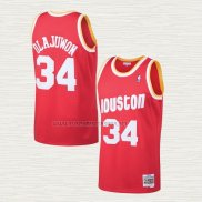 Camiseta Hakeem Olajuwon NO 34 Houston Rockets Mitchell & Ness 1993-94 Rojo